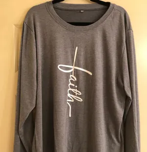 Casual “Faith” Top Gray Size 2X thumbnail 1