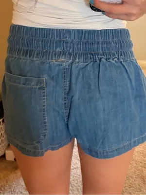 We The Free Free People Indigo Denim Elastic Waist Mini Skort thumbnail 2