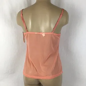 Felina Sheer Orange Eyelit Lace Trim Camisole Top NEW M thumbnail 5