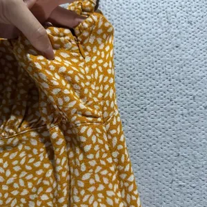 Abercrombie & Fitch Yellow Patterned Midi Dress High Side Slit Size XSmall EUC thumbnail 3