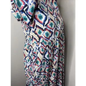 Anthropologie Maeve The Bettina Tiered Midi Maxi Shirt Dress Ikat Boho XS thumbnail 6