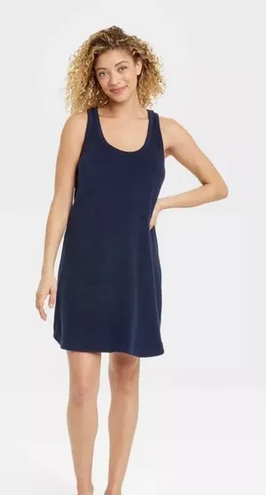 Target A New Day Women's Navy Blue Cotton Sleeveless Terry Mini Tank‎ Dress 3X thumbnail 1