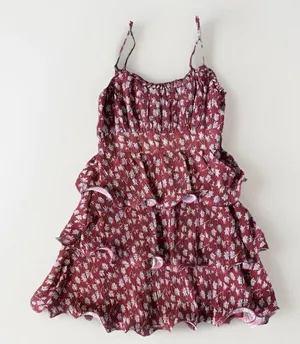 New Petal&Pup Tiered Ruffle Flowers Lined Mini Dress Red Size‎ Small thumbnail 5