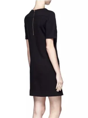 J. Crew Black Wool Blend Short Sleeve Retro Zipper Mini Shift Dress Size 2 thumbnail 11