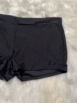 Women's Size XL Swim Shorts Black High Rise 2" Inseam Vintage Bad Elastic thumbnail 5