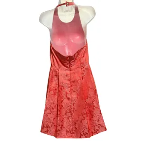 Caitlin Michelle Halter Dress Women 8 Coral Pink‎ Excellent Floral Brocade Party thumbnail 4