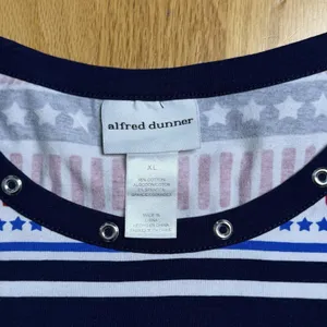 Alfred Dunner Patriotic Americana Top XL Red White Blue Nautical 4th Of July GUC thumbnail 5