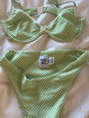 Princess Polly Light Green Polka Dot Bikini Top and Bottom thumbnail 3