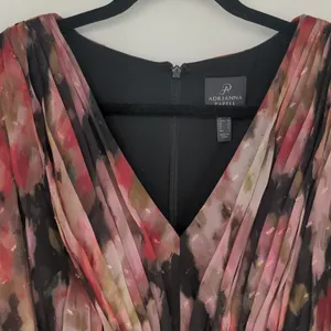 Adrianna Papell Womens Floral Chiffon Draped Gown Dress Size 8 Flowy Maxi V Neck thumbnail 4