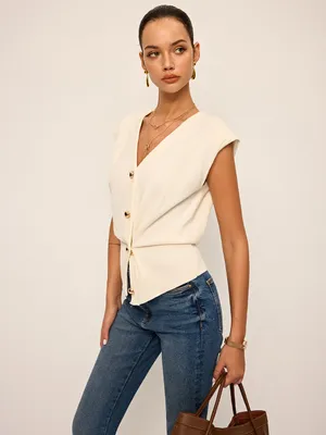 Commense Asymmetric Two-Way Wear Knit Vest Cardigan Medium NWT‎ thumbnail 5