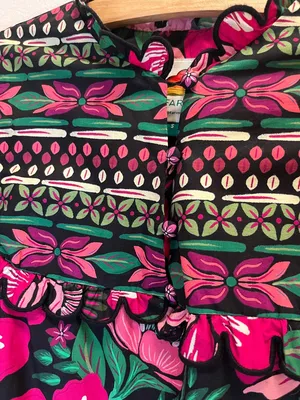 NWOT Farm Rio Floral Tiered Mini Dress - Pink & Green Size S thumbnail 7