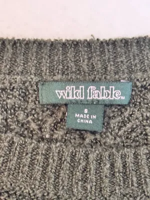 Wild Fable Olive Green Cable Knit Cropped Sweater S Boxy Preppy Academia Fall CabinCore thumbnail 6