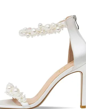 Amazon yowmns White Women's Heeled Sandals Pearl Decoration Open Toe Stiletto Heels Wedding Sexy Back Zipper Cover Pumps Evening Party Shoes Handmade Elegant High Heels Summer thumbnail 14