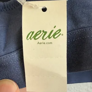 NWT AERIE Square Neck‎ Strappy Lace Up Unlined Adjustable Bra in Slate Blue thumbnail 6