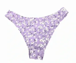 Floral Lilac Two Piece Deep Plunge Bikini Top High Waisted Bottoms Womens Medium thumbnail 10