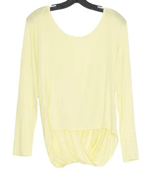 Zyia Top Long Sleeve Open Back Yellow Lightweight Yoga Athleisure Tee Size Small thumbnail 1