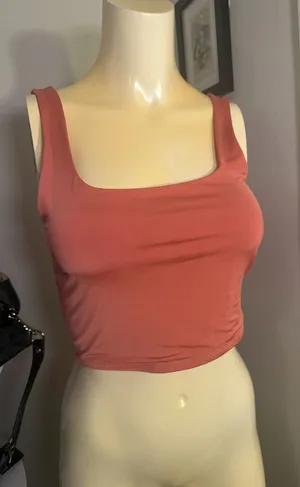 Express Body Contour Tank Top Medium Coral Rust Square Neck Sleeveless thumbnail 1