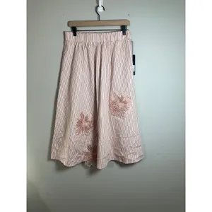 NVLT Applique‎ Poplin Midi Skirt Pink Multi-Rose Stripe Floral Sequin NVLTWS6124 thumbnail 3