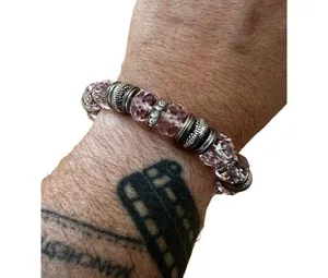 Pair of Pink and Purple Crystal Stretch Bracelets thumbnail 8