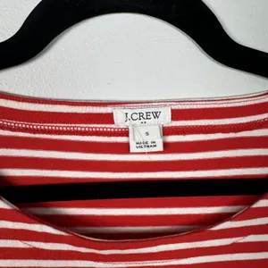 J. Crew Small Dress Womens 100% Cotton‎ Striped Red White Lace Short Sleeve thumbnail 2