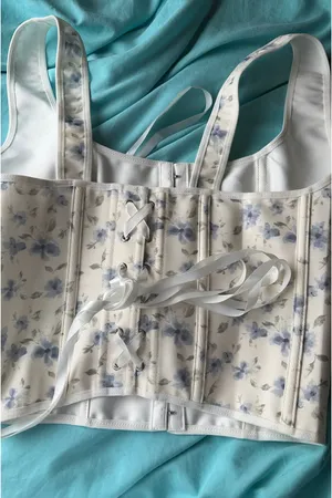 White Floral Corset Shein thumbnail 2
