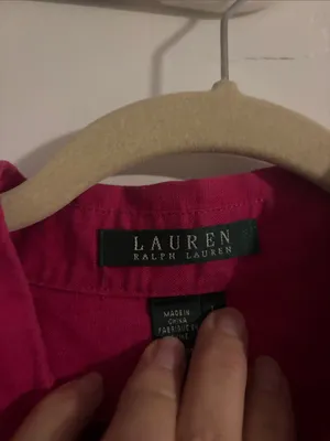 Ralph Lauren Classic Linen Button-Front Women's Shirt - Hot Pink thumbnail 2