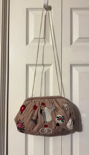 Bridal era beaded velvet pink bag thumbnail 1