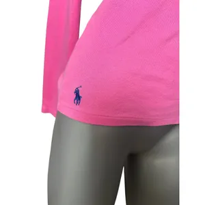 Ralph Lauren Sport V-Neck Top Pink Pony Medium Long Sleeve Old Money Women’s thumbnail 6