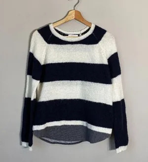 Anthropologie Sita Murt Long Sleeve Striped Wool Sweater Women Small Black White thumbnail 1