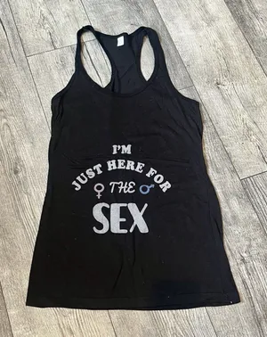 I’m‎ Just Here For The SEX funny Gender Reveal Medium Black Tank Top thumbnail 1