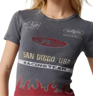 Urban Outfitters San Diego Racing Baby Tee Gray Size XXXL NWT thumbnail 1