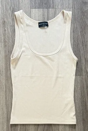 White Fox Cream Ribbed Tank Top thumbnail 1