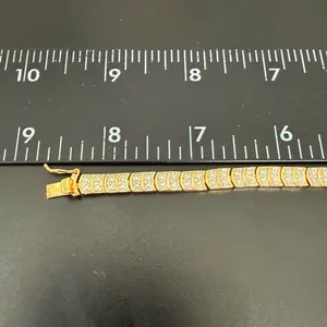 Vintage Signed M Gold-tone Diamond Illusion NO Stone 8 1/2” Tennis Bracelet 13g. thumbnail 11
