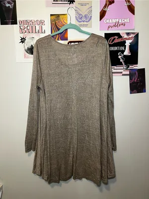 Umgee Taupe Tunic with Cream Lace Hem thumbnail 5