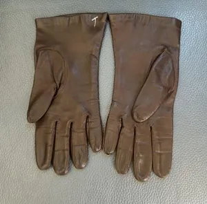 Vtg Kislav Glacé Sz 7 Brown Leather Gloves France thumbnail 1