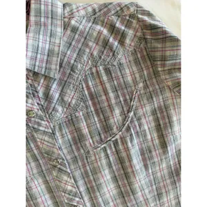 Ariat Pro Series Plaid Western Pearl Snap Shirt Medium Yoke‎ Pink Grey Shimmer thumbnail 7