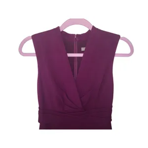 Classiques Entier Wedding Guest Dress Size 2 Purple Sleeveless Crossover Neckline Ponte Knit Midi thumbnail 2