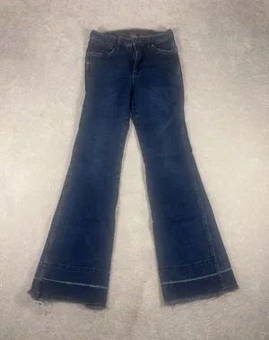 Women's Wrangler Retro Flare Jeans 27x32 High Rise Trouser Boot Cut Raw Hem thumbnail 1