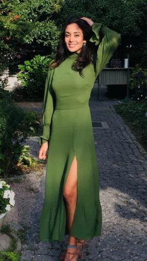 Reformation Galena Long Sleeve Dress in Olive thumbnail 5
