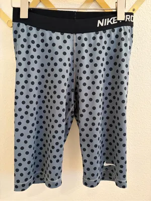 Nike Pro Gray and Black Polka Dot Bike Shorts Large thumbnail 2