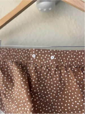 Anthropologie Brown Polka Dot Eyelet Micro Mini PJ Shorts Large Cottage Prairie thumbnail 3