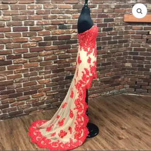 Sherri Hill 21016 Red/Nude Beaded High-Low Gown - Size 8. EUC! Like new! thumbnail 9