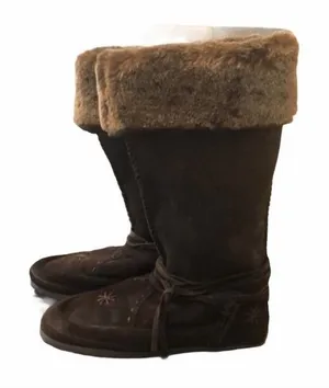 ESCAPES Brown Suede Boots Fur Lining and Laces thumbnail 1