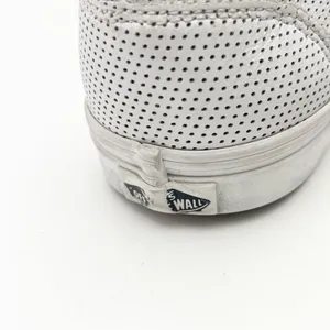 VANS White Perforated Leather Floral Custom Painted Slip On Shoes, Size 10 Boho thumbnail 7
