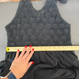 Aerie XL Maxi Dress Black Crochet Bodice Sleeveless Boho Summer Pocketed Resort thumbnail 17