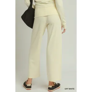 Umgee Cotton Viscose Folded Waistband Straight Leg Pants - Large thumbnail 3