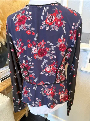 Free People The Way The World Turns Floral Boho Long Sleeve Blouse Top Medium thumbnail 5
