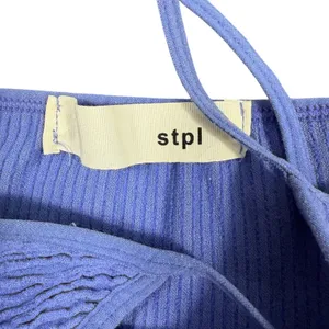 STPL Ribbed Crop Tank Top Womens One Size Blue Seamless Stretch Cami thumbnail 8