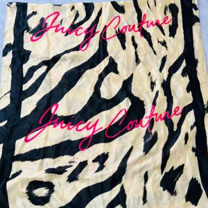 NWT Juicy Couture Los Angeles Satin Scarf Tiger Cheetah Print Pink Logo One Size thumbnail 5