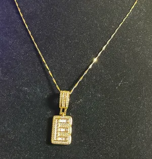 New Iced Out Baguette Initial “E” Pendant Necklace 18-20” thumbnail 1